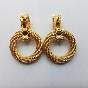 Dior Twisted Gold Circle Earrings